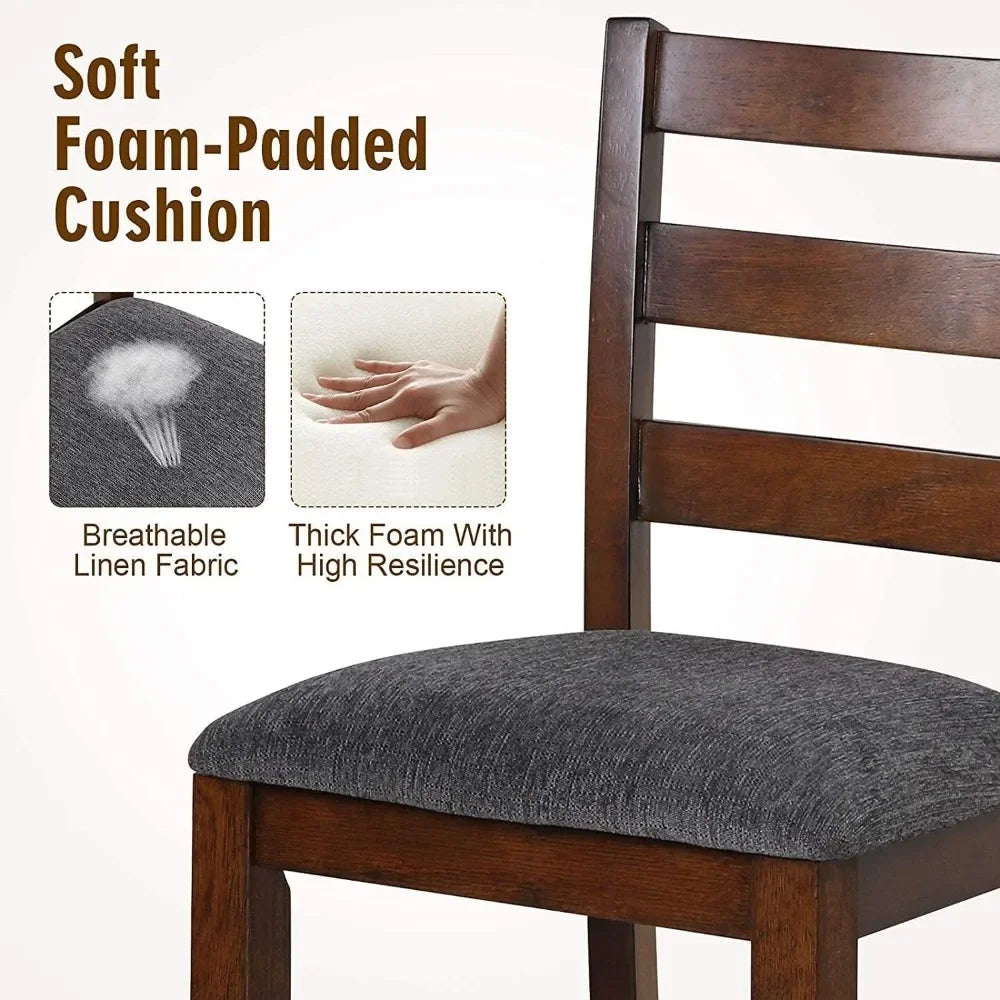 Counter Height Bar Stools Set of 2 Bar Stools Counter Stools with Back, Rubberwood Legs & Grey Fabric Cushion Customized