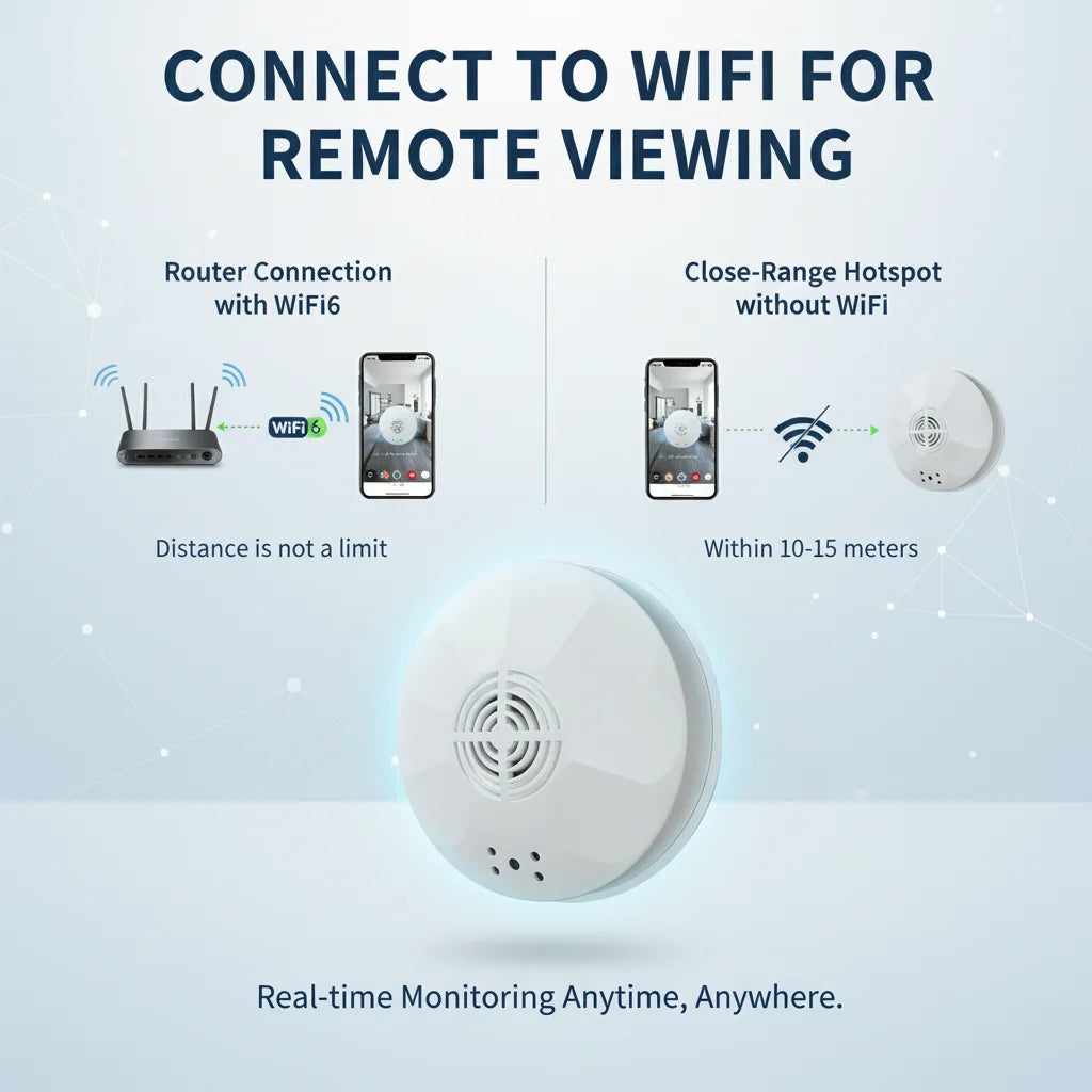 Mini Security Camera 1080P HD, WiFi Remote View, Motion Detection & Recording, Ceiling-Mounted for Home/Office/Hotel Indoor Use