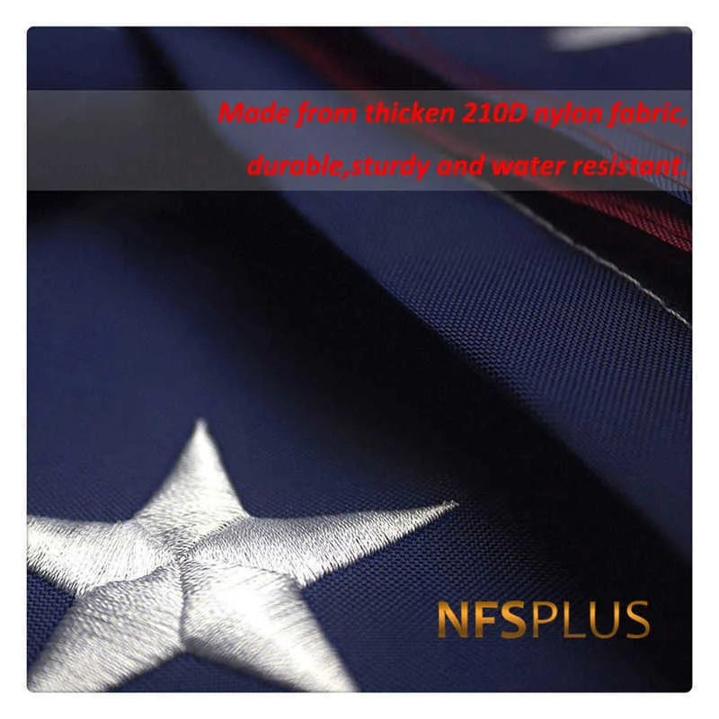 Embroidered American Flag Stitched USA Banner 3x5 Feet Durable Waterproof Oxford Fabric Brass Grommet For Indoor And Outdoor