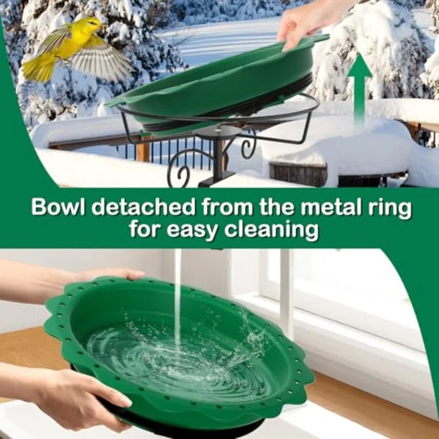 Heated Bird Bath for Deck Railing Powerful 100W Thermostatically Controlled Heated Bird Baths for Outdoors for Winter Heated Bi