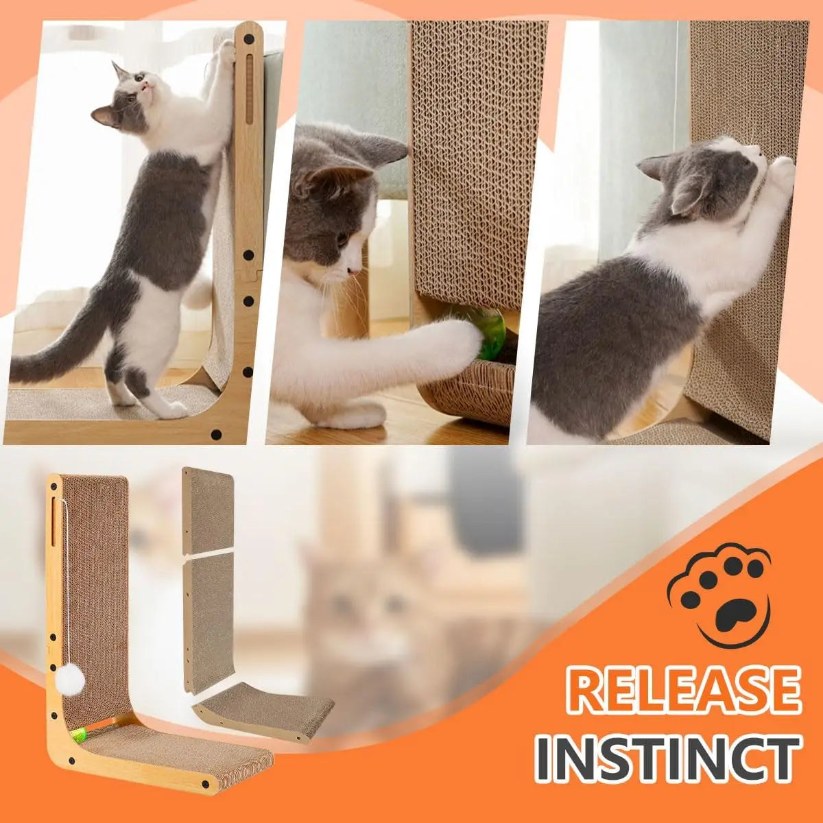 L Shaped Cat Scratcher For Indoor Cats And Furniture