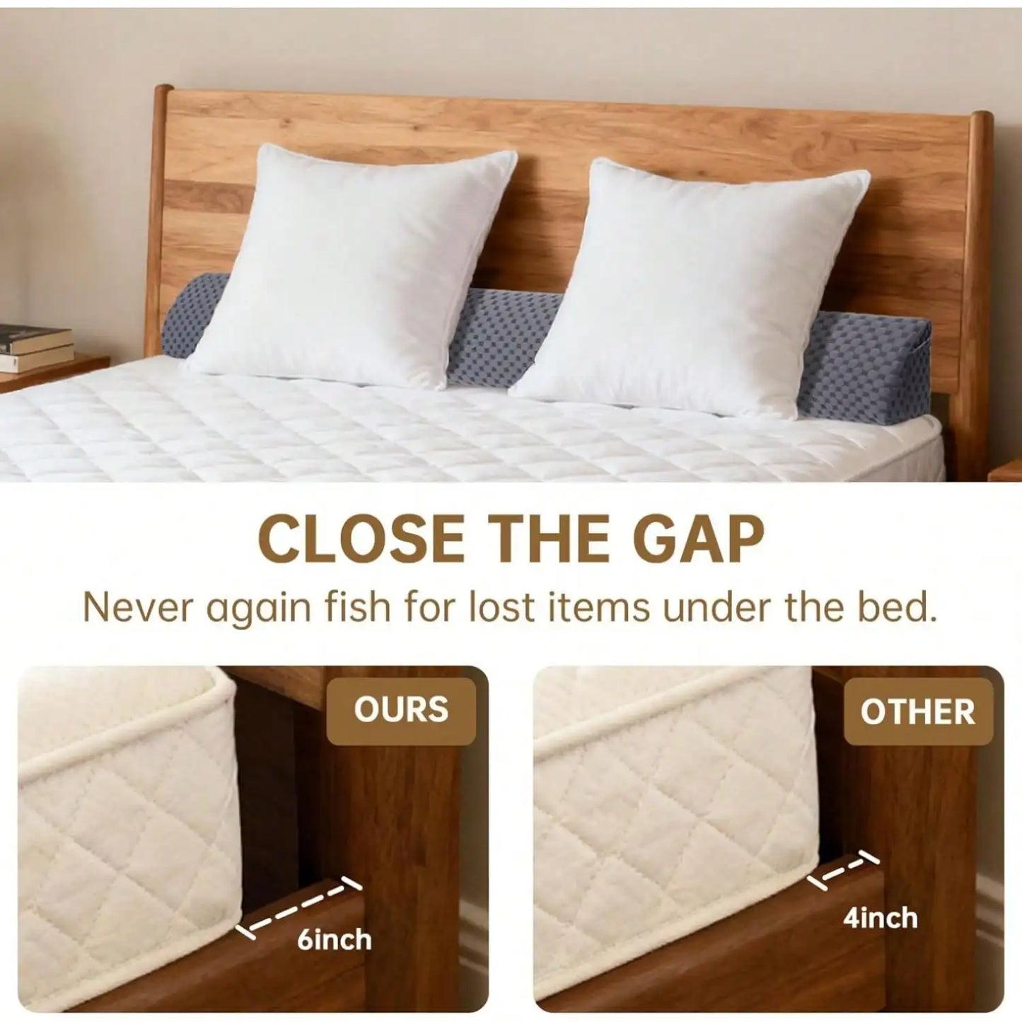 Premium Memory Foam Bed Wedge Pillow Headboard Gap Filler