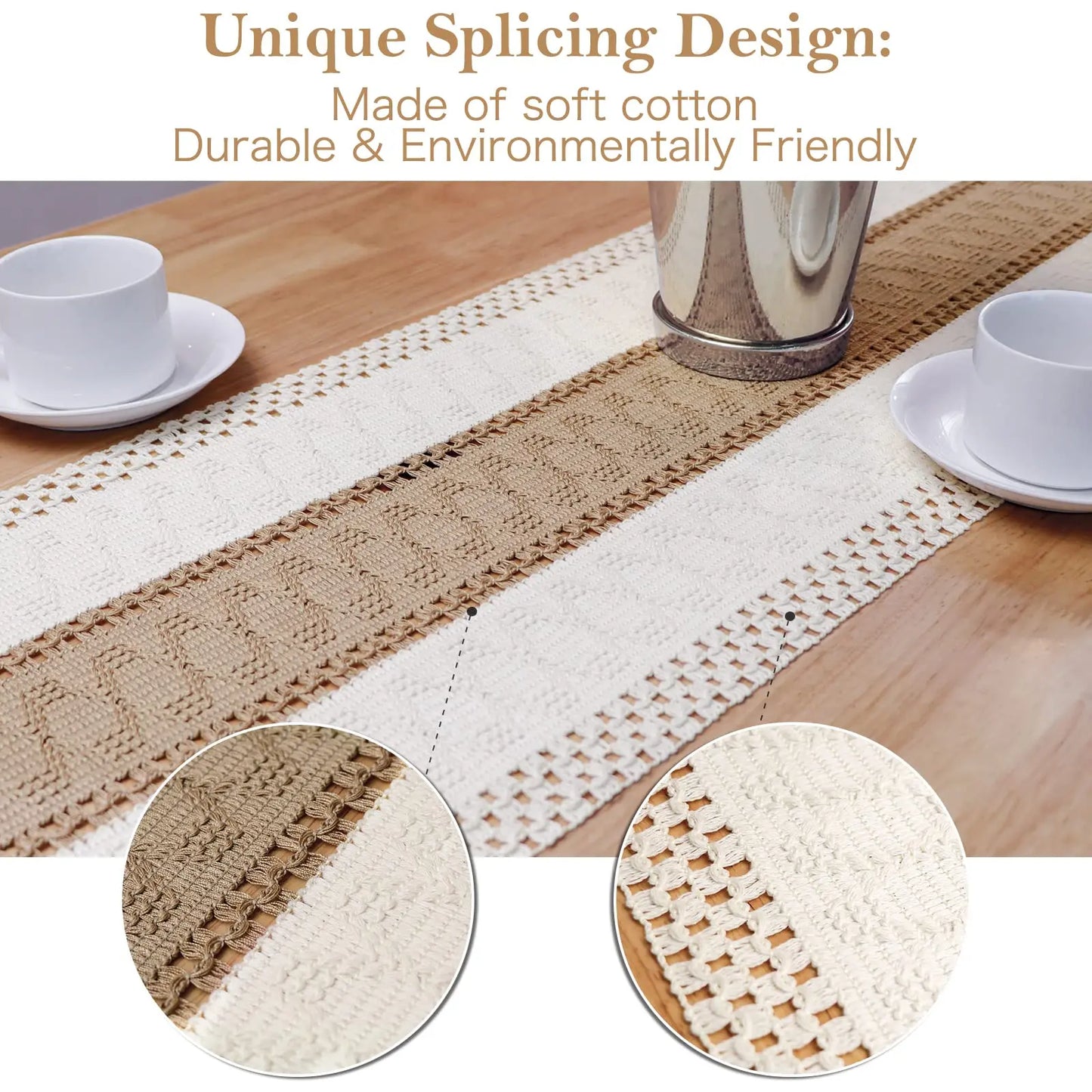 Boho Macrame Table Runner With Tassels For Rustic Decor