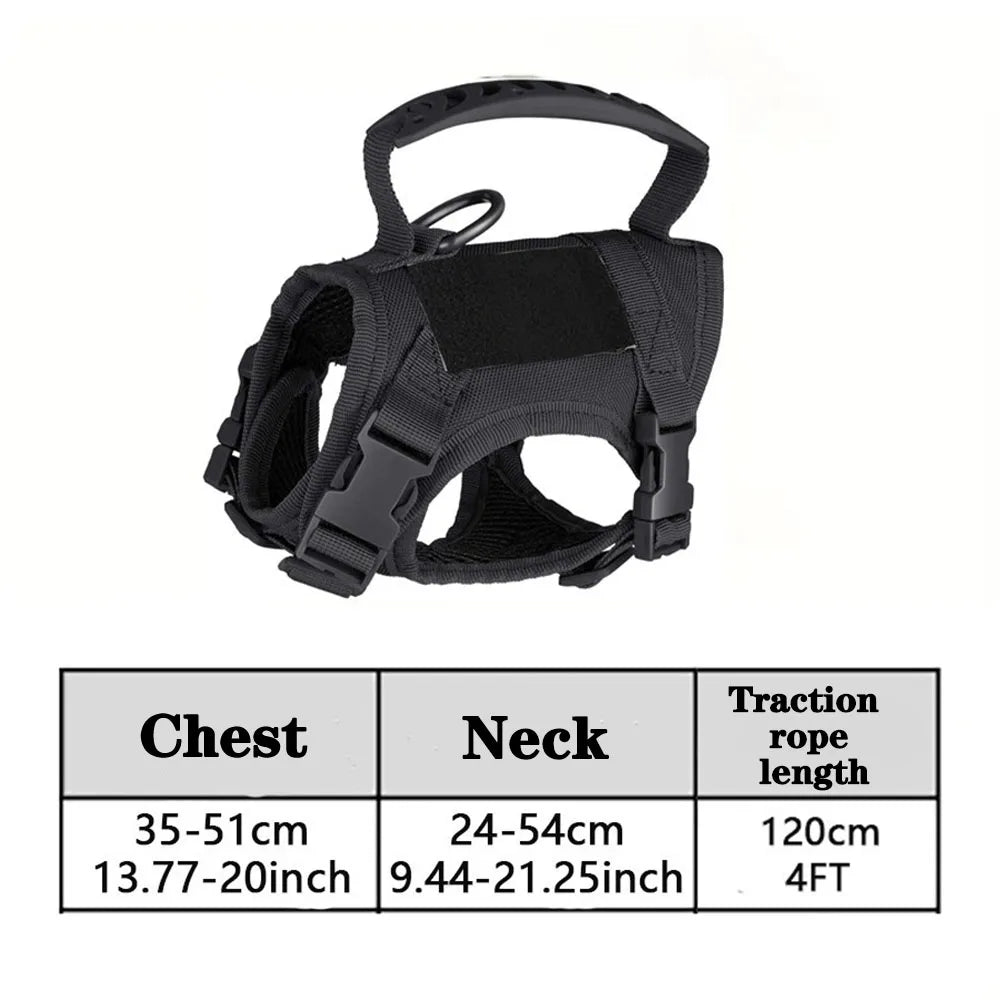 Adjustable Tactical Pet Harness With Breathable Mesh Vest