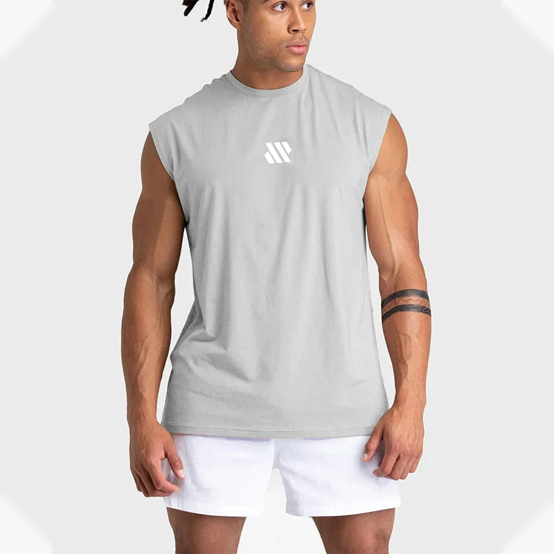 Men's Sleeveless Sports Shirt, Gym Fitness, Running, Quick Drying Vest, Breathable, Loose, Training, Summer Men's Wear
