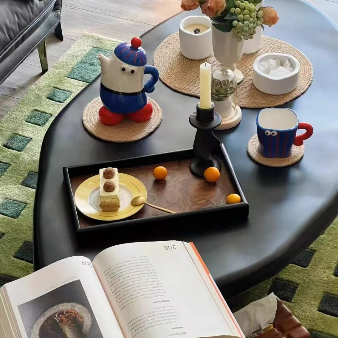 Retro Volcano Pattern Hotel Style Luxury Tea Tray for Home Use - High-end Storage Tray for Living Room Desktop - Elegant Storage
