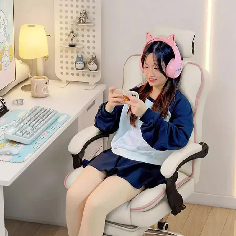 Pink Gaming Chair for Girl Gamer Ergonomic Computer Desk Chair Lumbar Support Comfortable Long Time Sitting Streaming Office