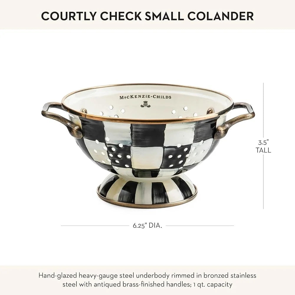 Unique Enamel Colander Kitchen Strainer Decorative Metal Strainer for Pasta Vegetables Fruits Gift Hostess and Home Decor