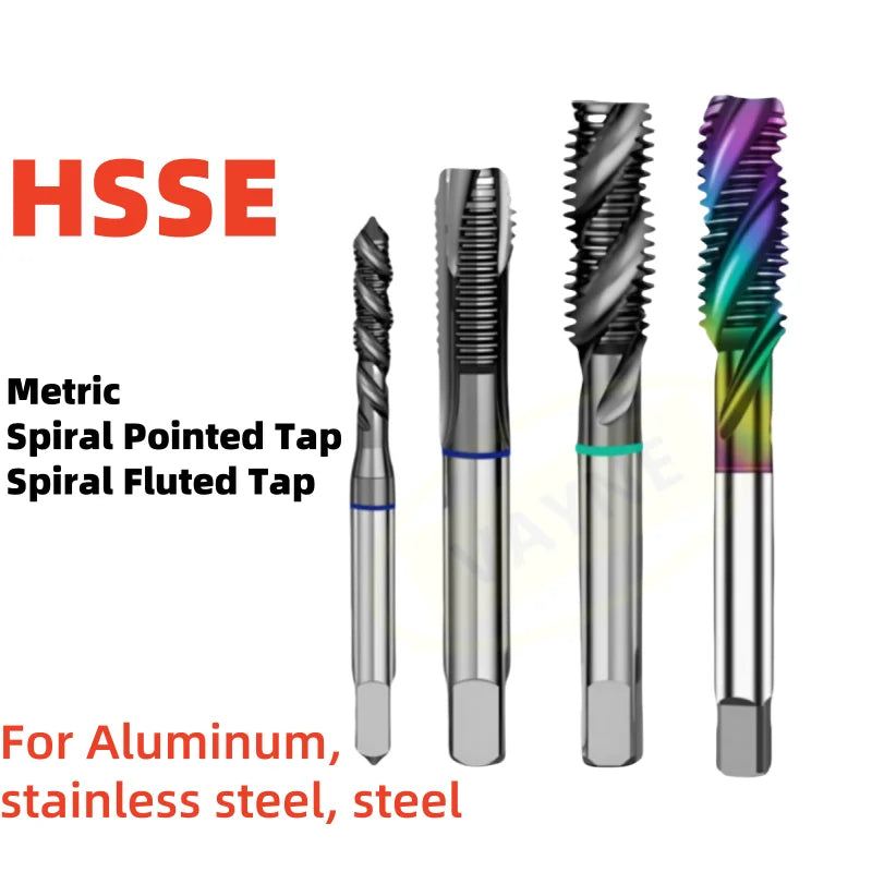 1PCS HSSE JIS Standard Spiral Fluted Tap  Spiral Pointed Tap M2M3M4M5M6M7M8M10M12 Machine Screw Thread Taps For Stainless Steel