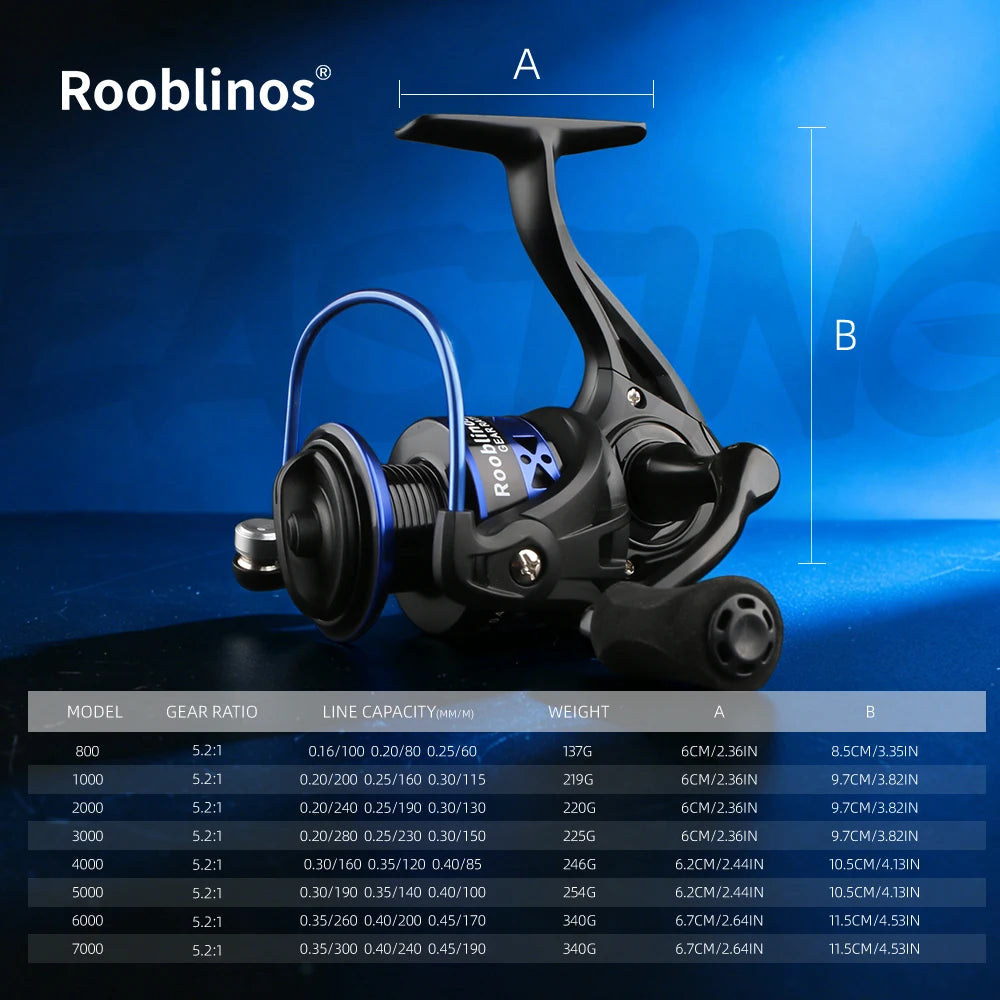ROOBLINOS EASTING Spinning Reel Metal Spool 5.2:1 Gear Ratio 12BB Saltwater Freshwater Fishing Reel