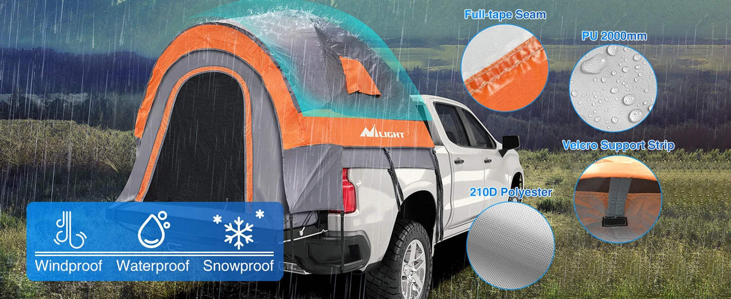 Nilight Truck Bed Tent 8-8.5FT Pickup Tent 2 Person Waterproof  PU2000mm Double Layer for Full Size Truck Camping Outdoor Travel