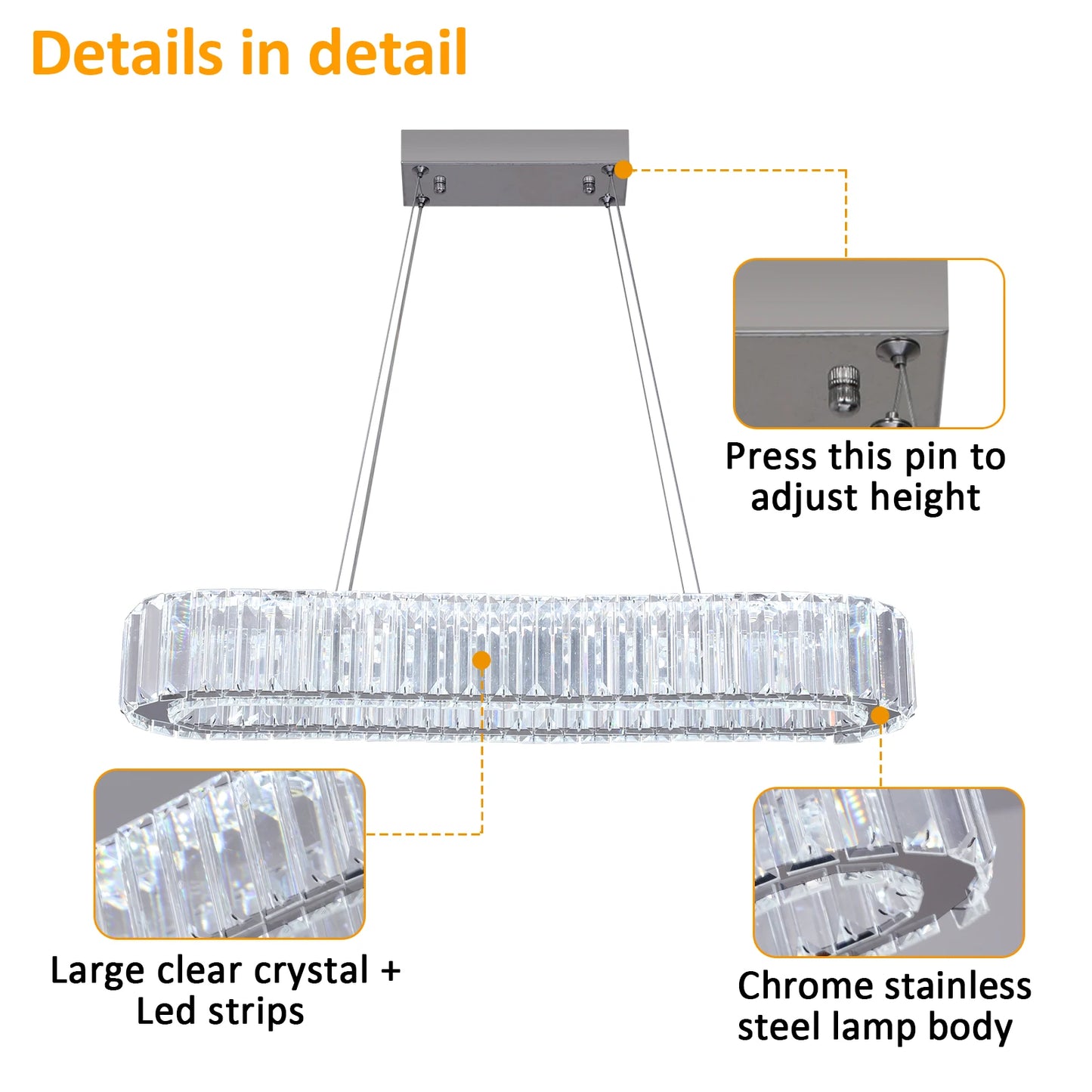 VETRULUS Modern Luxury Crystal Oval Design Led Chandelier Ceiling Lamp Nordic Pendant Hanging Light Fixture Living Bedroom Hotel