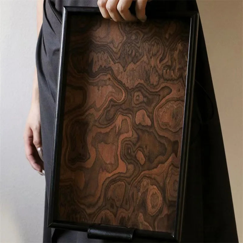 Retro Volcano Pattern Hotel Style Luxury Tea Tray for Home Use - High-end Storage Tray for Living Room Desktop - Elegant Storage