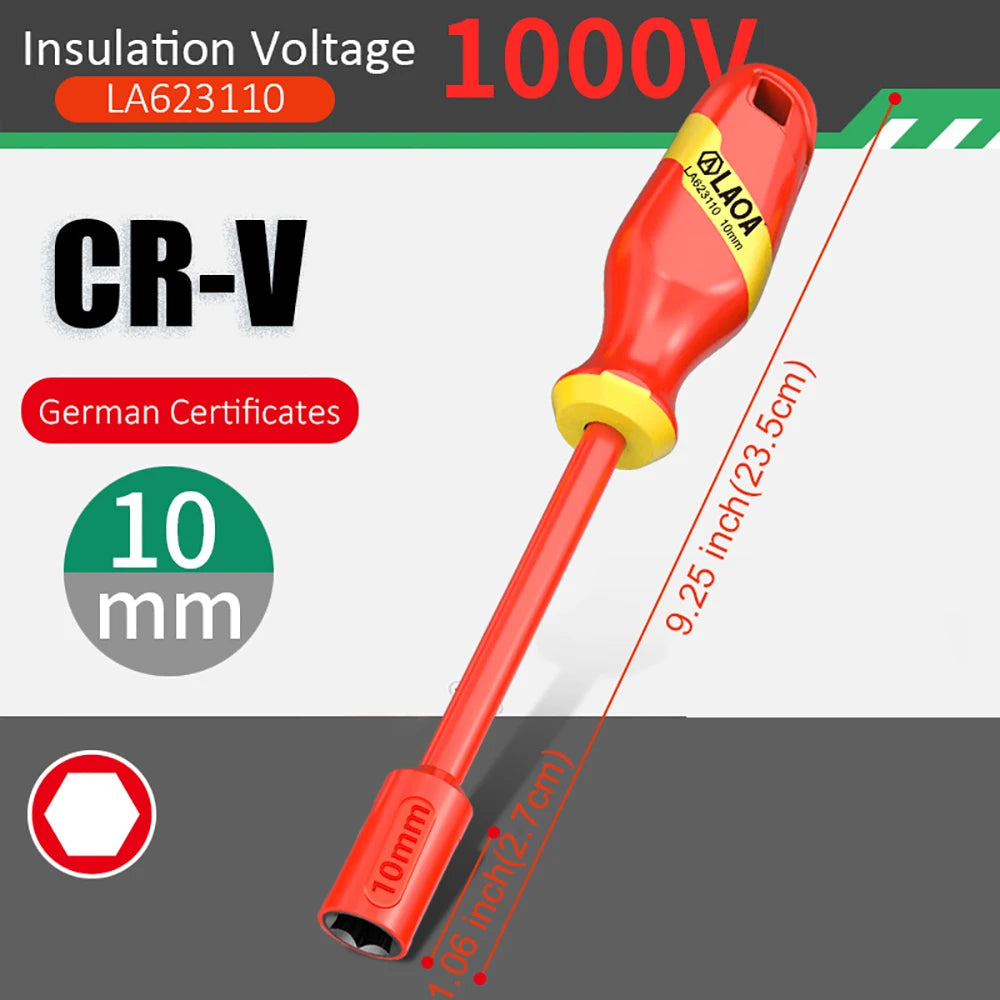LAOA Insulated Socket Screwdriver Multifunctional Hexagonal Socket Wrench Driver Electrician Specific Withstand 1000V
