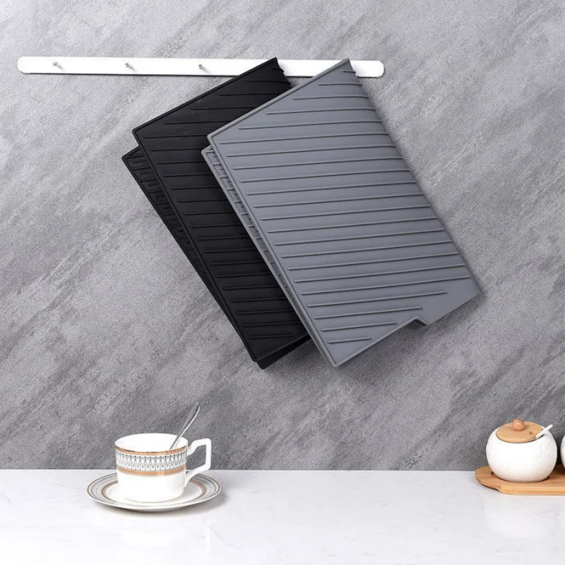 1pc Silicone Draining Pad Diversion Opening Slope Dish Cup Storage Pad Bathroom Water Filter Pad Non-Slip Mat Kitchen Unit Heat