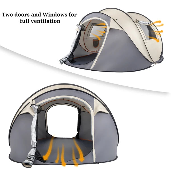 4-Person No-Install Pop Up Tent, Universal for Camping & Fishing