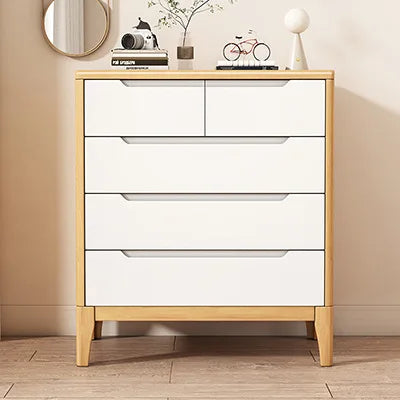 Wooden Chest of Drawers 5-Drawer & 6-Drawer Dresser Cabinet Bedroom Clothes Storage Organizer No Assembly Living Room Furniture