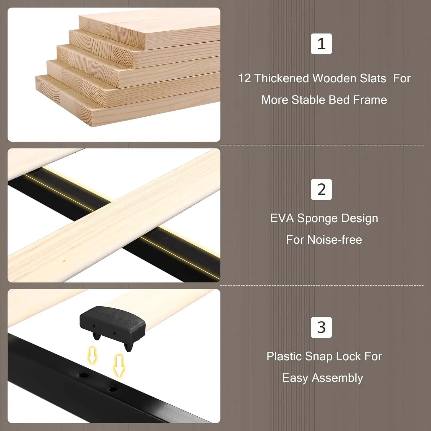 Bed Frame with 4 Storage Drawers and Charging Station Upholstered Platform Bed Frame with Storage Headboard No Box Spring Needed