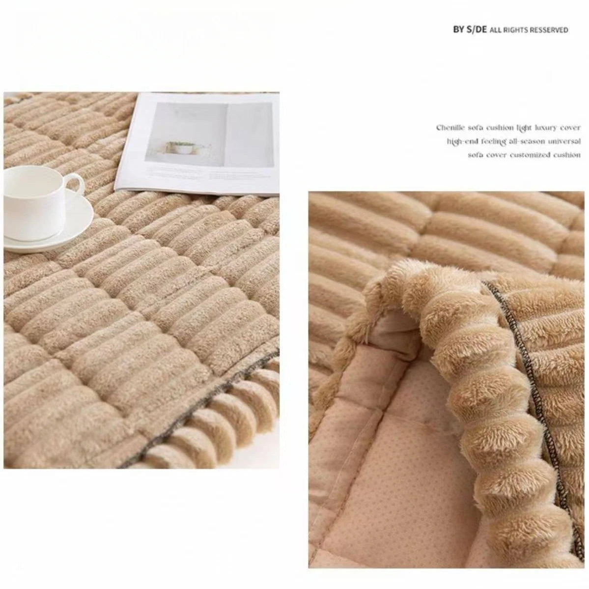 Thicken Quilting Warm Stripe Flannel Sofa Pad, for Winter Living Room Sofa Towel Multiuse Sofa Cover Slipcover