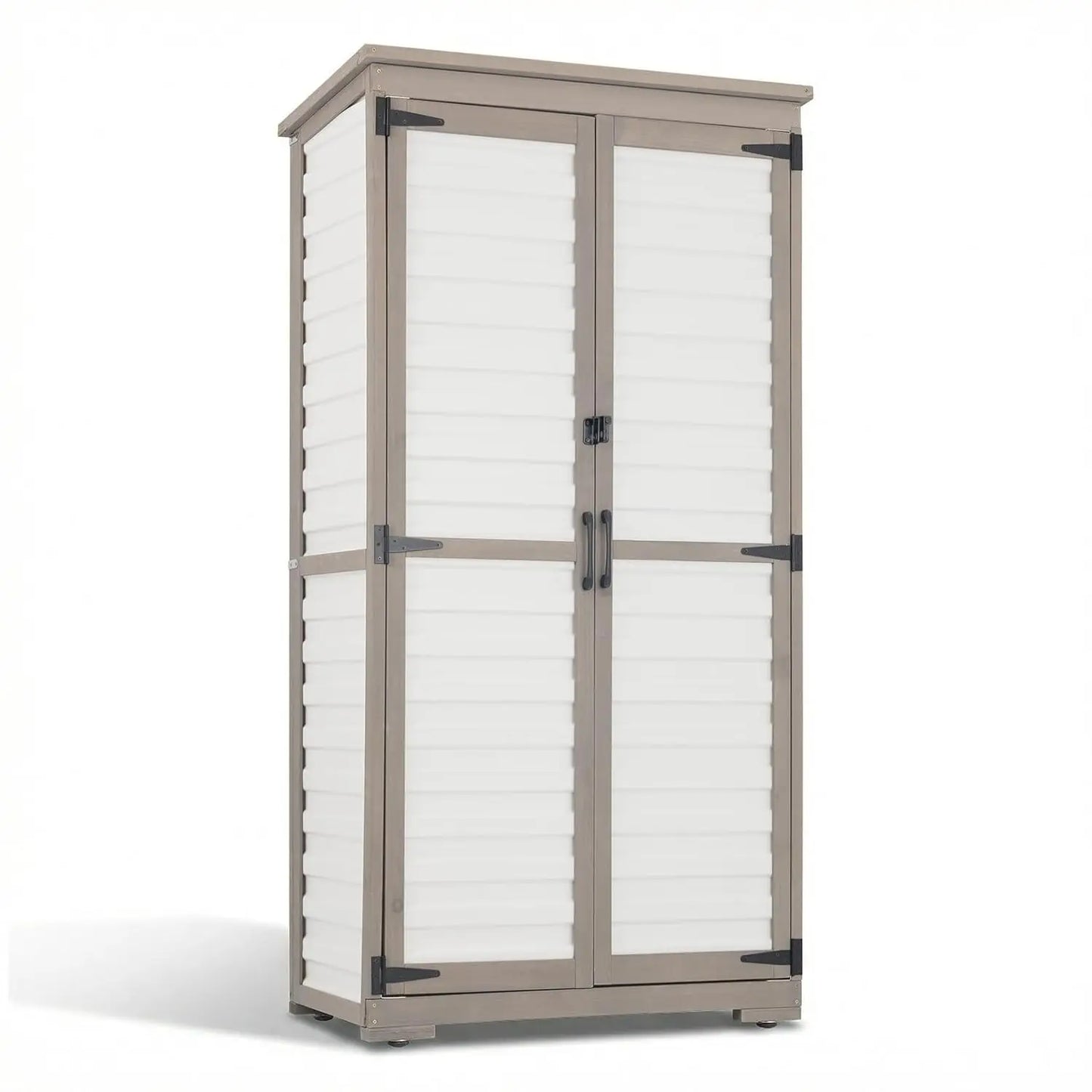 Metal Garden Storage Cabinet Weather-Resistant Lockable 3 Shelves Adjustable Patio 32x15.5x66, Custom