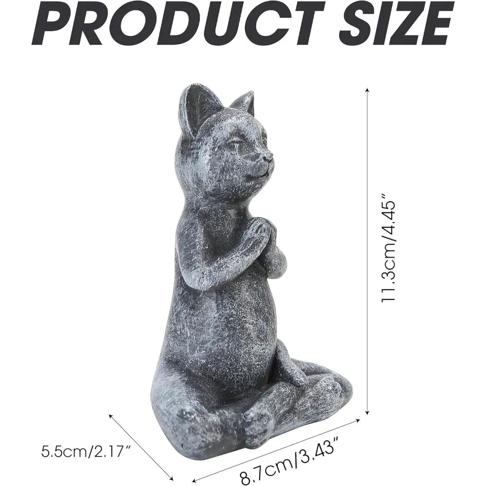 Yoga Cat Meditating Buddha Zen Figurine Art Statue Sculptures Ornament, Handmade Resin Budda Meditation Decorative
