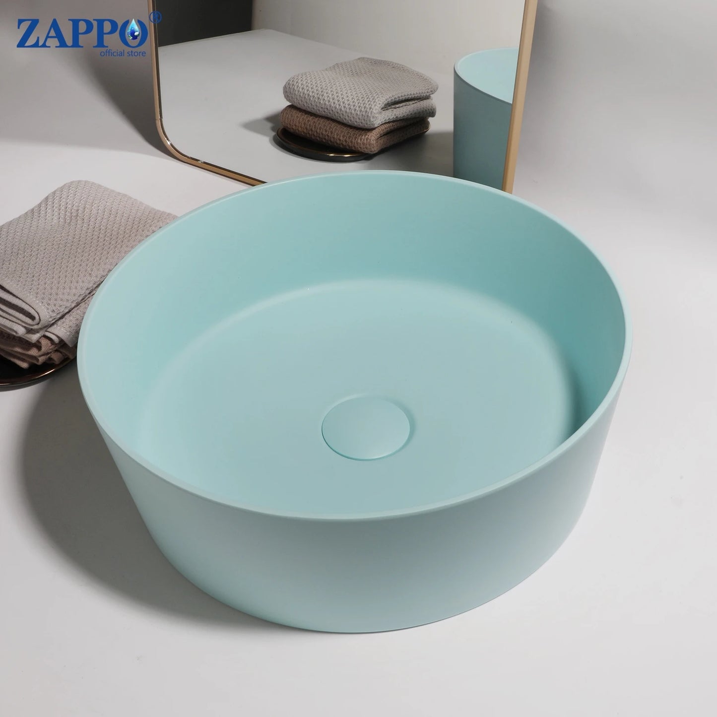 ZAPPO Vessel Sink With Drain Stone Resin Washbasin