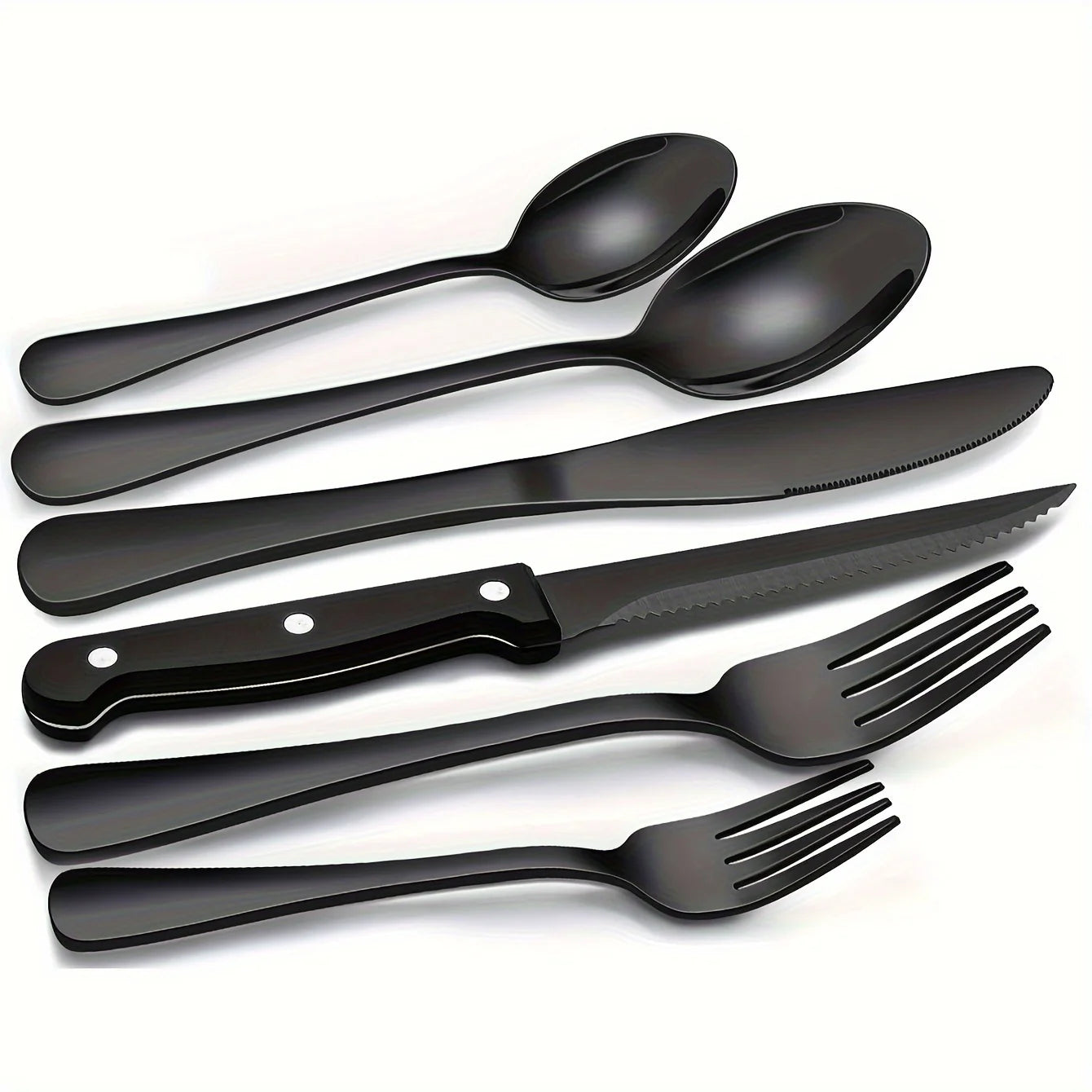 Stainless Steel Flatware Set With Steak Knives Food Grade