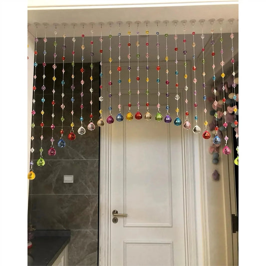 Crystal Beaded Curtain, Multicolor Acrylic Rainbow Door Decoration, Room Divider 20 Strings