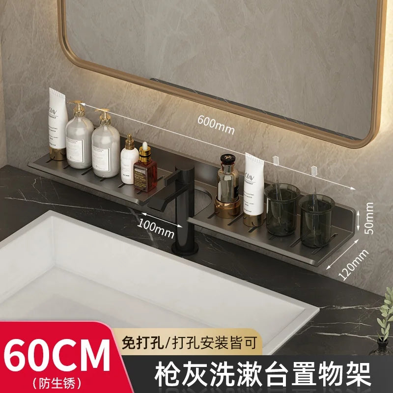 ‌Wall-Mounted Washing Machine Shelf - No Drill Bathroom Organizer for Laundry Detergent & Toiletries Hanging Cabinet with Drawer