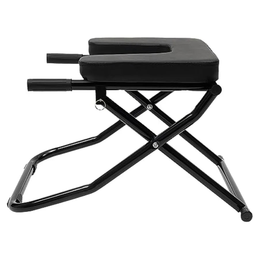 Yoga Inversion Bench, Foldable Yoga Headstand Bench with PU Pads, Steel Yoga Inversion Chair for Balance Training, Core Strengt