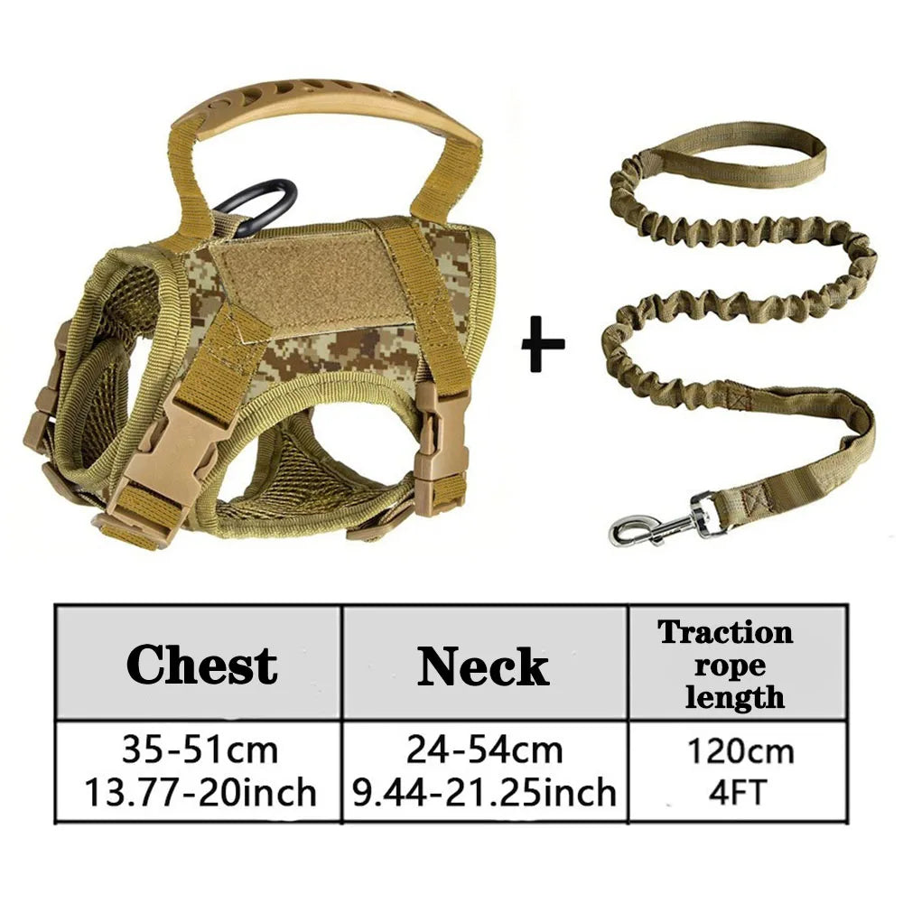 Adjustable Tactical Pet Harness With Breathable Mesh Vest