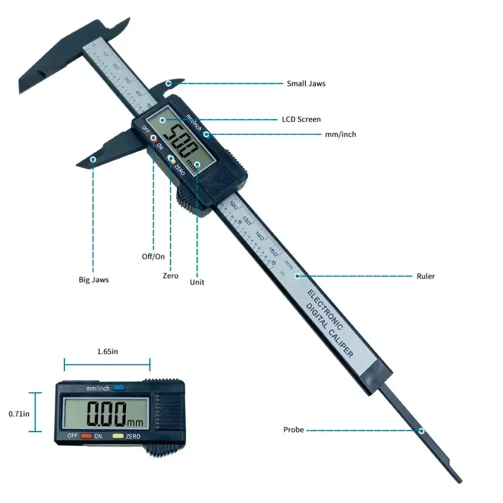 Digital Caliper Gauge With Carbon Fiber Construction