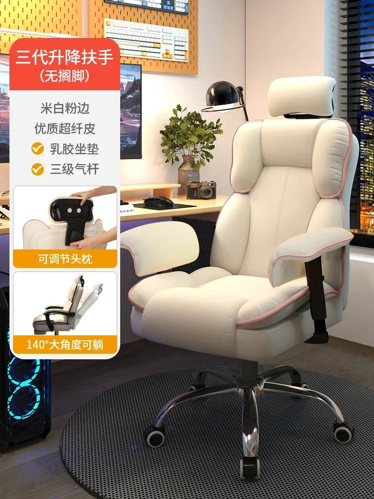 Pink Gaming Chair for Girl Gamer Ergonomic Computer Desk Chair Lumbar Support Comfortable Long Time Sitting Streaming Office