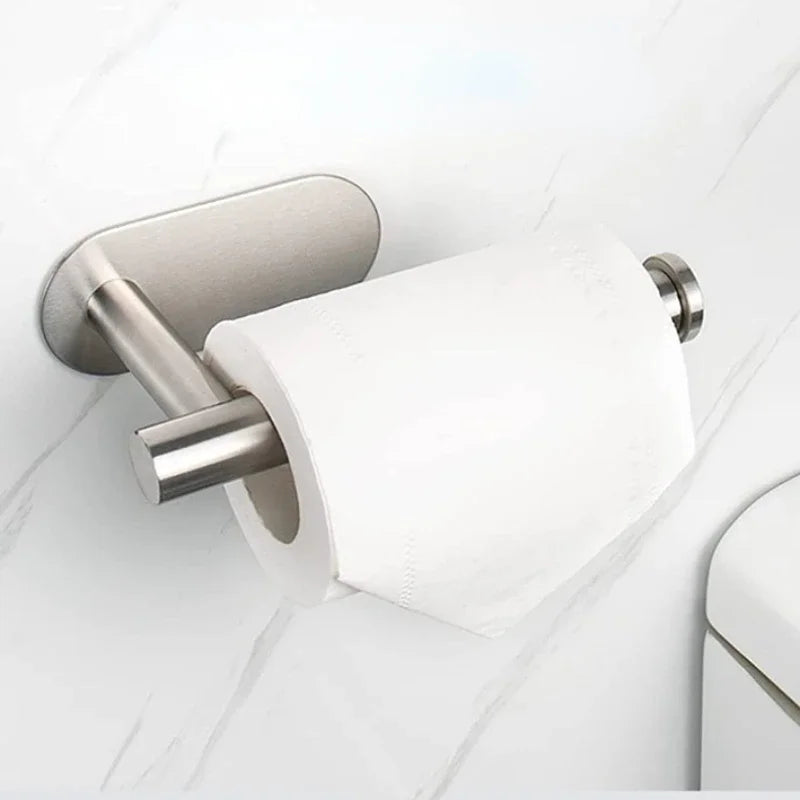 Wall Mounted Rustproof Stainless Steel No Punching Toilet Holder