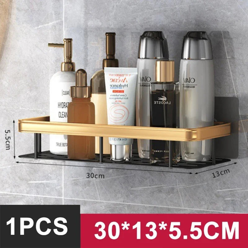 Wall Mounted No Drill Aluminum Alloy Shower Shelf Durable