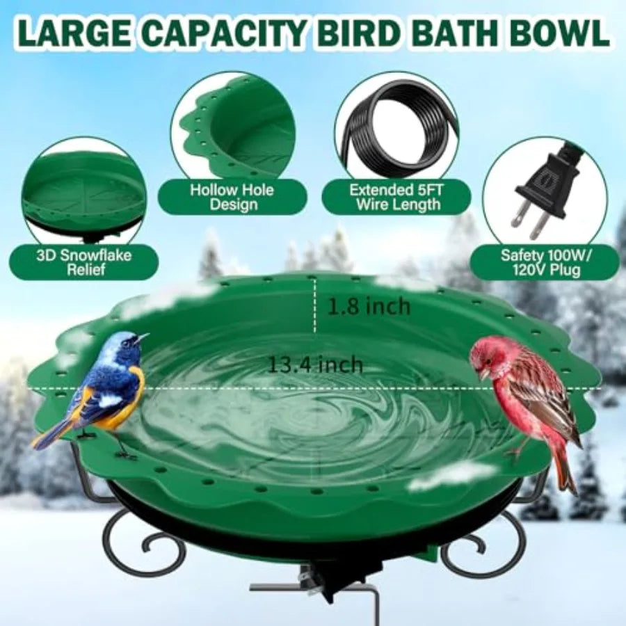 Heated Bird Bath for Deck Railing Powerful 100W Thermostatically Controlled Heated Bird Baths for Outdoors for Winter Heated Bi