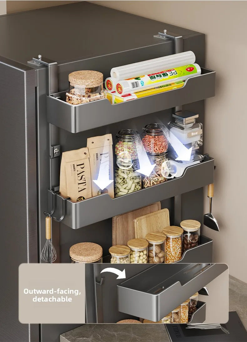 Refrigerator Side Storage Rack Kitchen Multi-function Storage Artifact Wall-mounted Multi-layer Seasoning Film Storage Rack