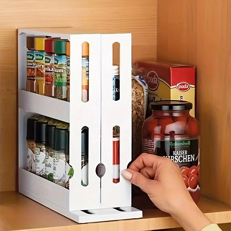 Spice Storage Rack With Swivel 2 Tier Countertop Organizer