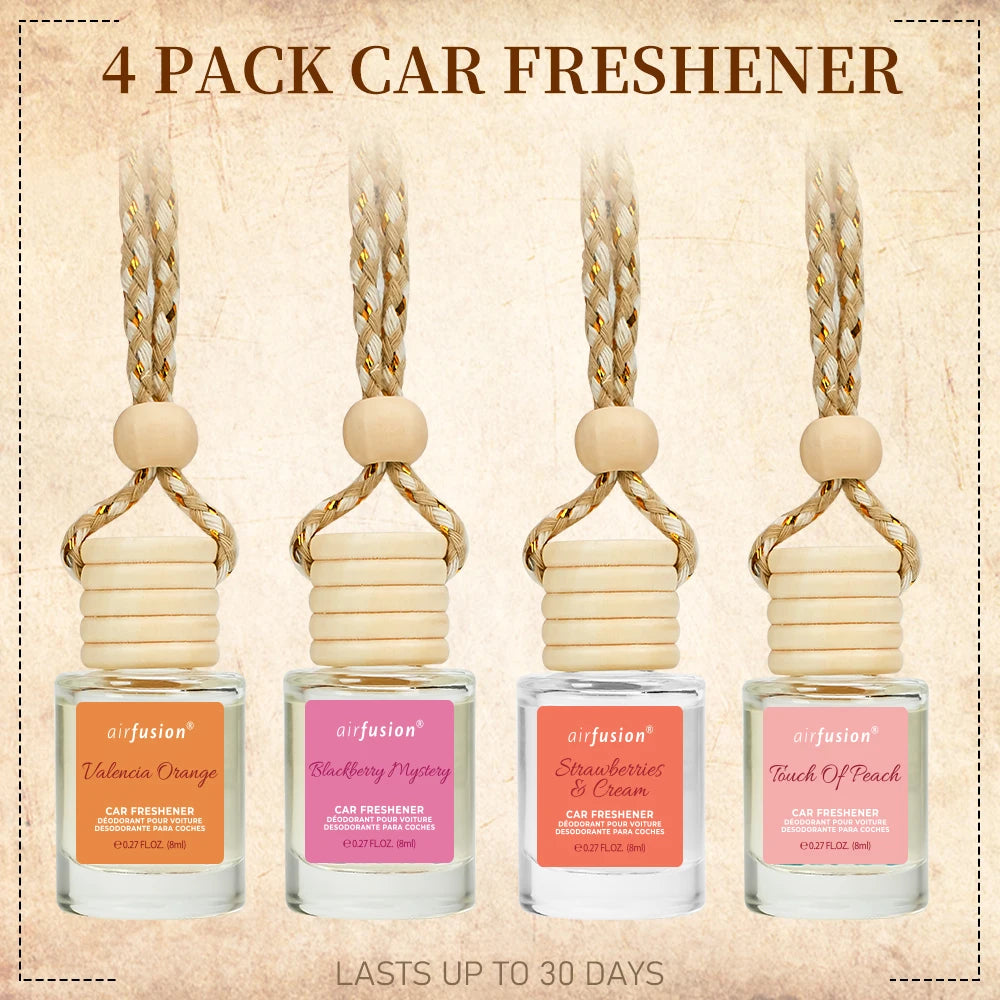 4 Pack Hanging Car Air Freshener & Diffuser | 120-Day Long-Lasting Fragrance | 17 Fragrances All Ages