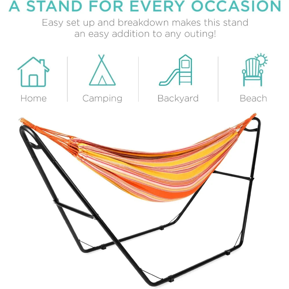 Best Choice Products Adjustable Portable Hammock Stand, Outdoor Patio Weather-Resistant Steel for 9-14ft Hammocks w/Hanging Hook