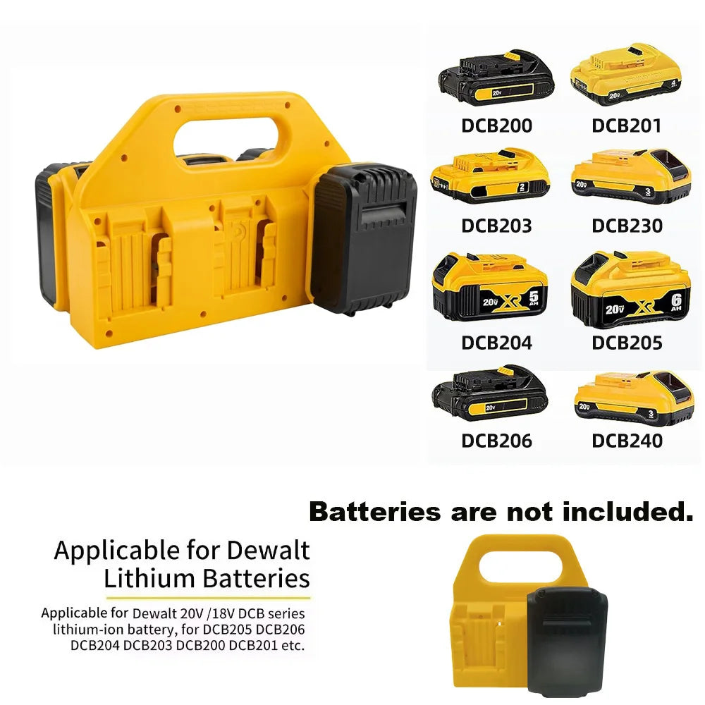 6-Slot Storage Box for Dewalt 18V & 20V Lithium Batteries - Built-in Handle, Eliminates Battery Disorganization & Easy to Carry