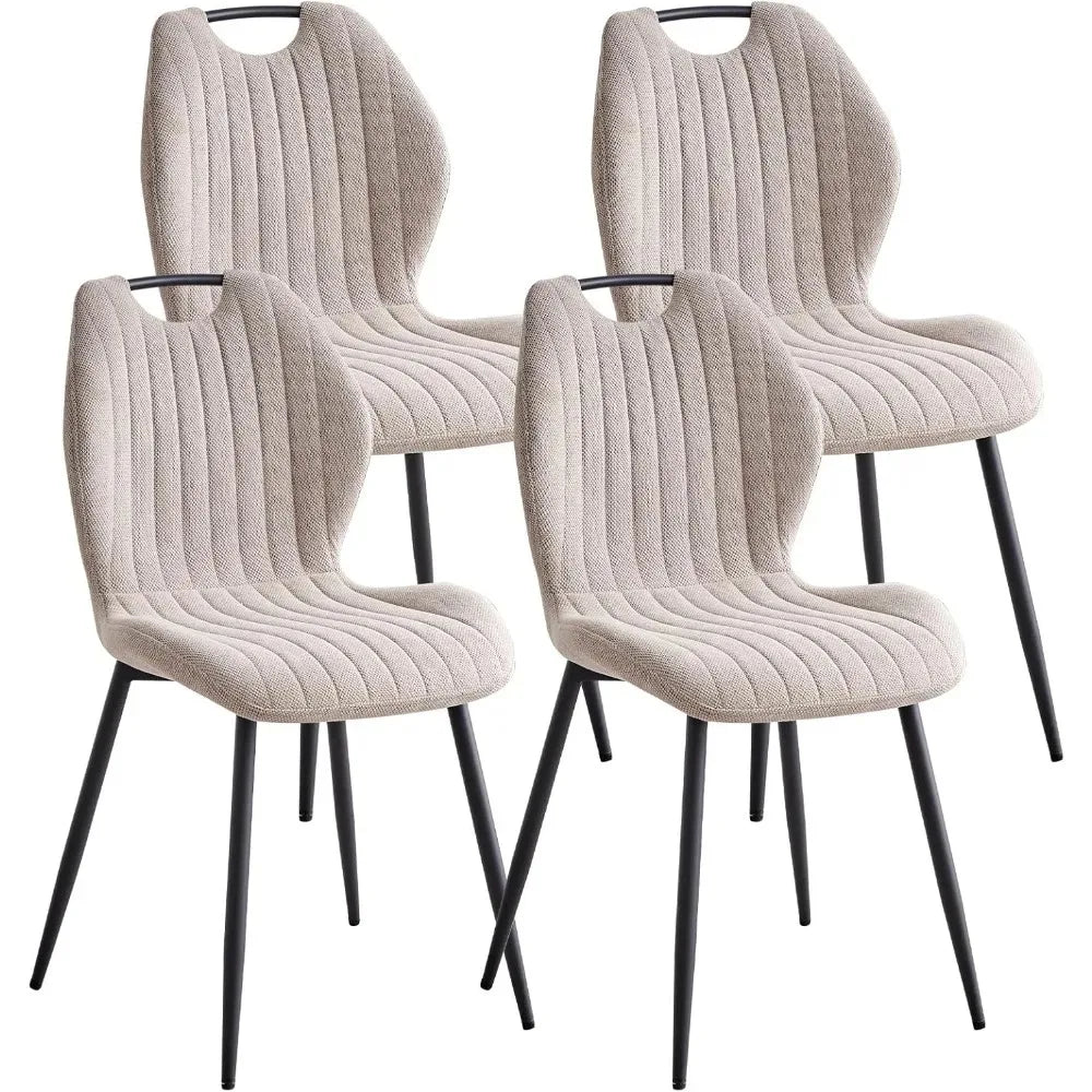 Set Of 4 Upholstered Wingback Dining Chairs Modern Fabric