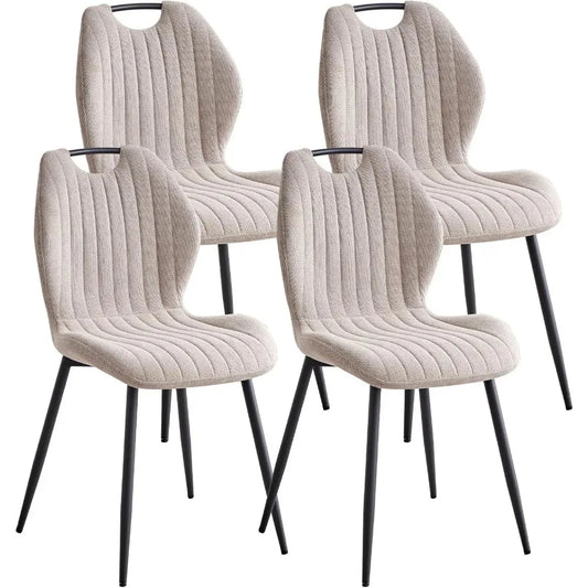 Set Of 4 Upholstered Wingback Dining Chairs Modern Fabric
