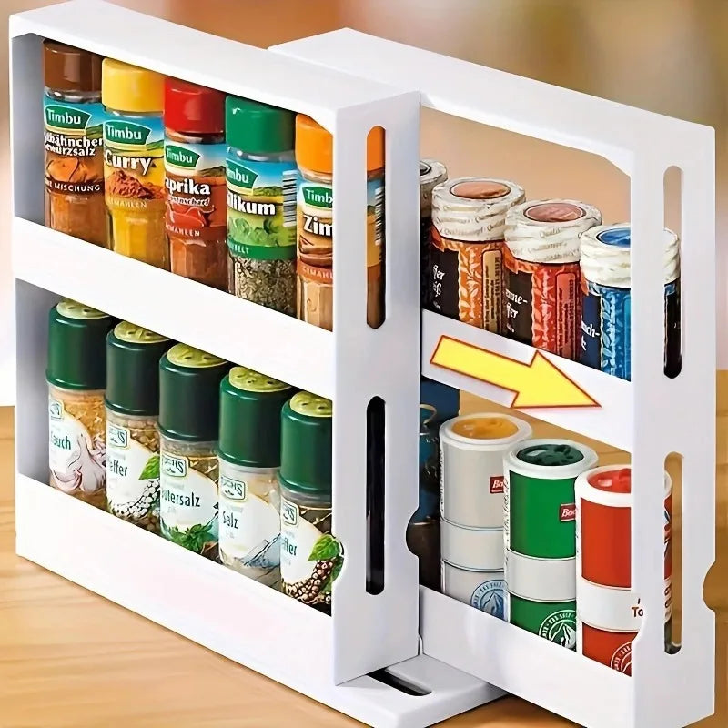 Spice Storage Rack With Swivel 2 Tier Countertop Organizer