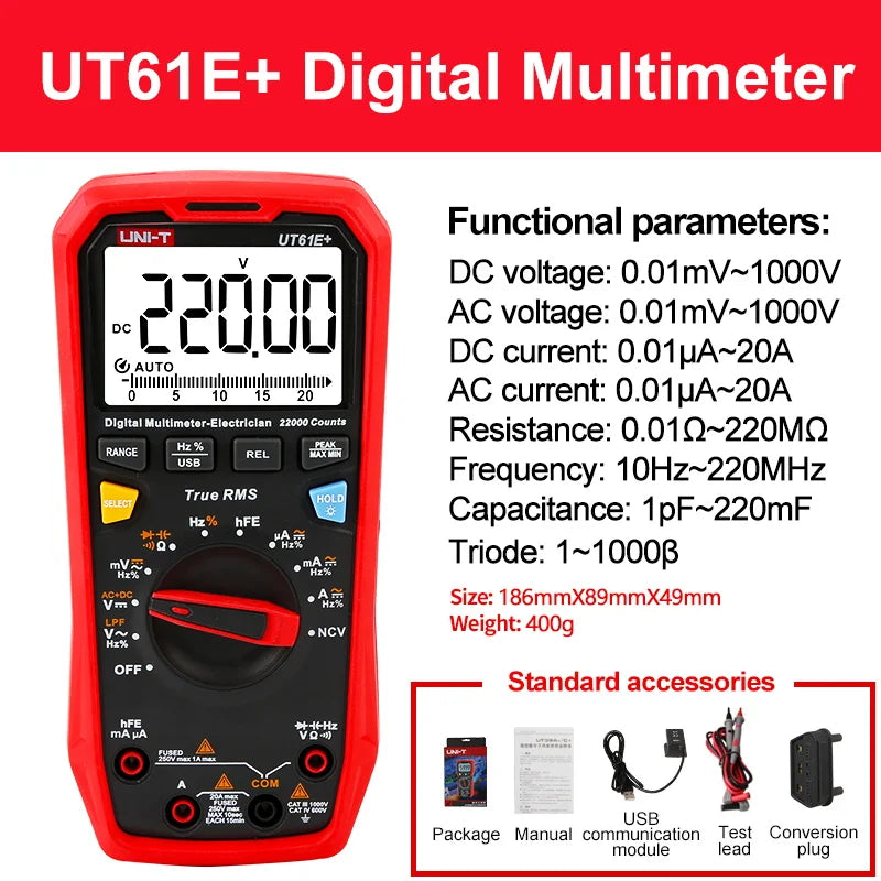 Uni T Professional Digital Multimeter UT61 Series 1000V