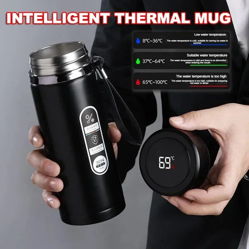 Thermos Sus304 Tea Water Bottle 500ML-1Liter Stainless Steel Vacuum Flask Portable Cups Bottle with LED Temperature Display