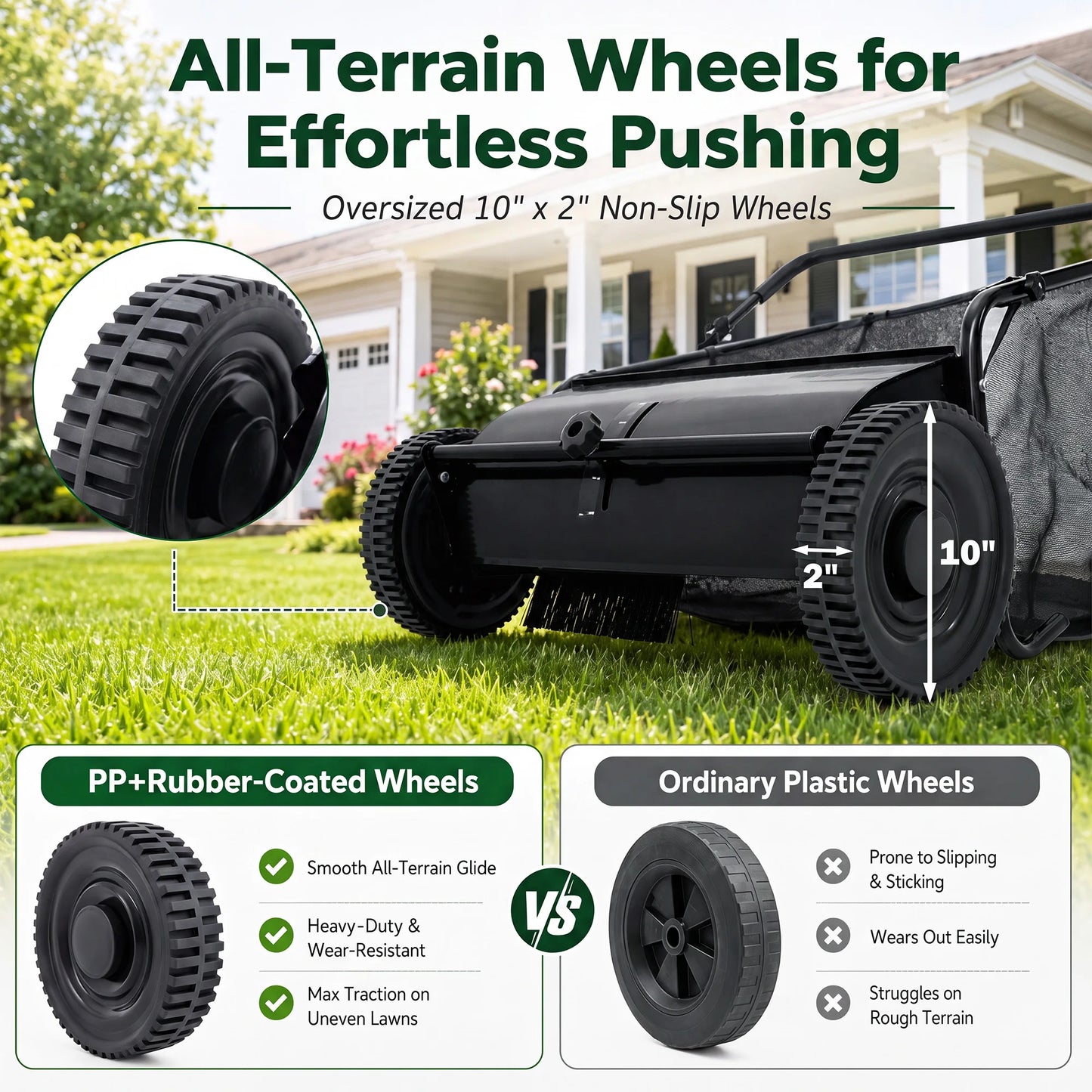 Efficient Manual Push Lawn Sweeper With Four Robust Brushes