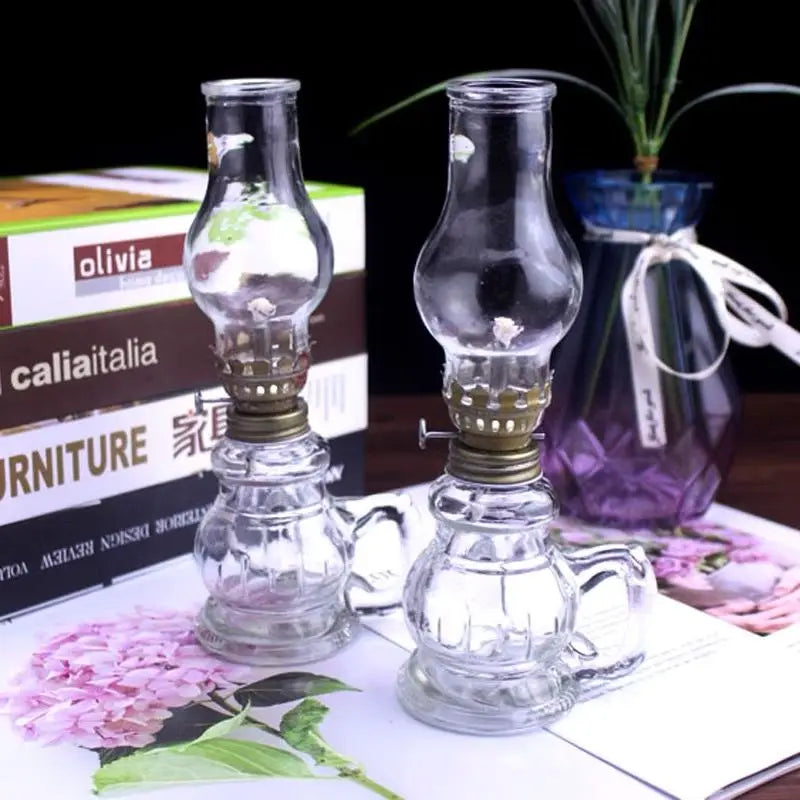 Classic Mini Glass Oil Lantern For Romantic Desktop Decor