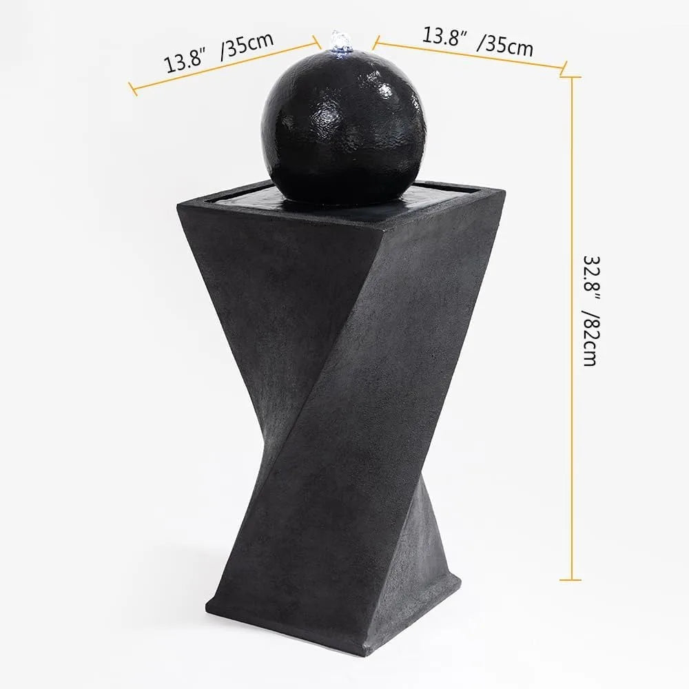 Rotating Curve Design, Modern Zen Water Fountain for Garden, Patio, Indoor Floor Stand