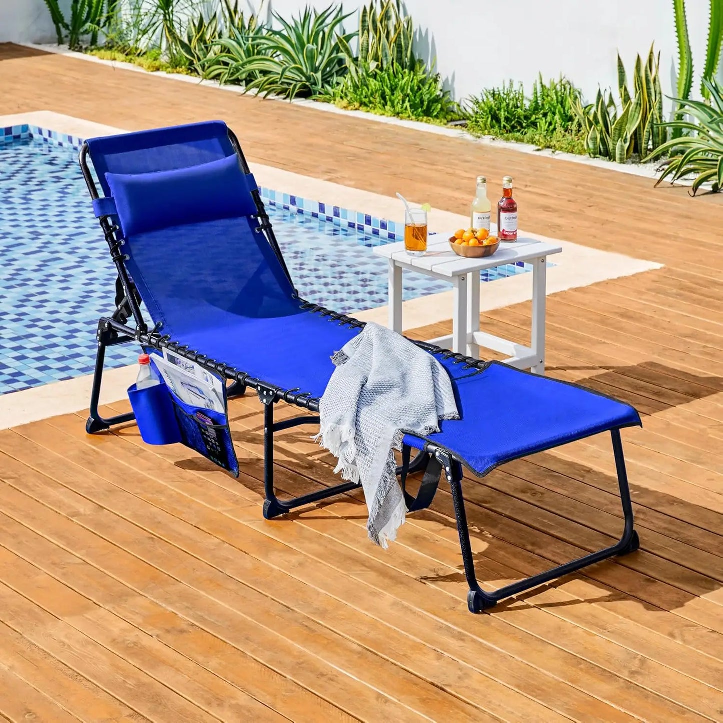 22.4" Tanning Chair with Face Hole, Adjustable 5-Position Folding Chaise Lounge Chairs, Outdoor Lounge Chairs for, Customized